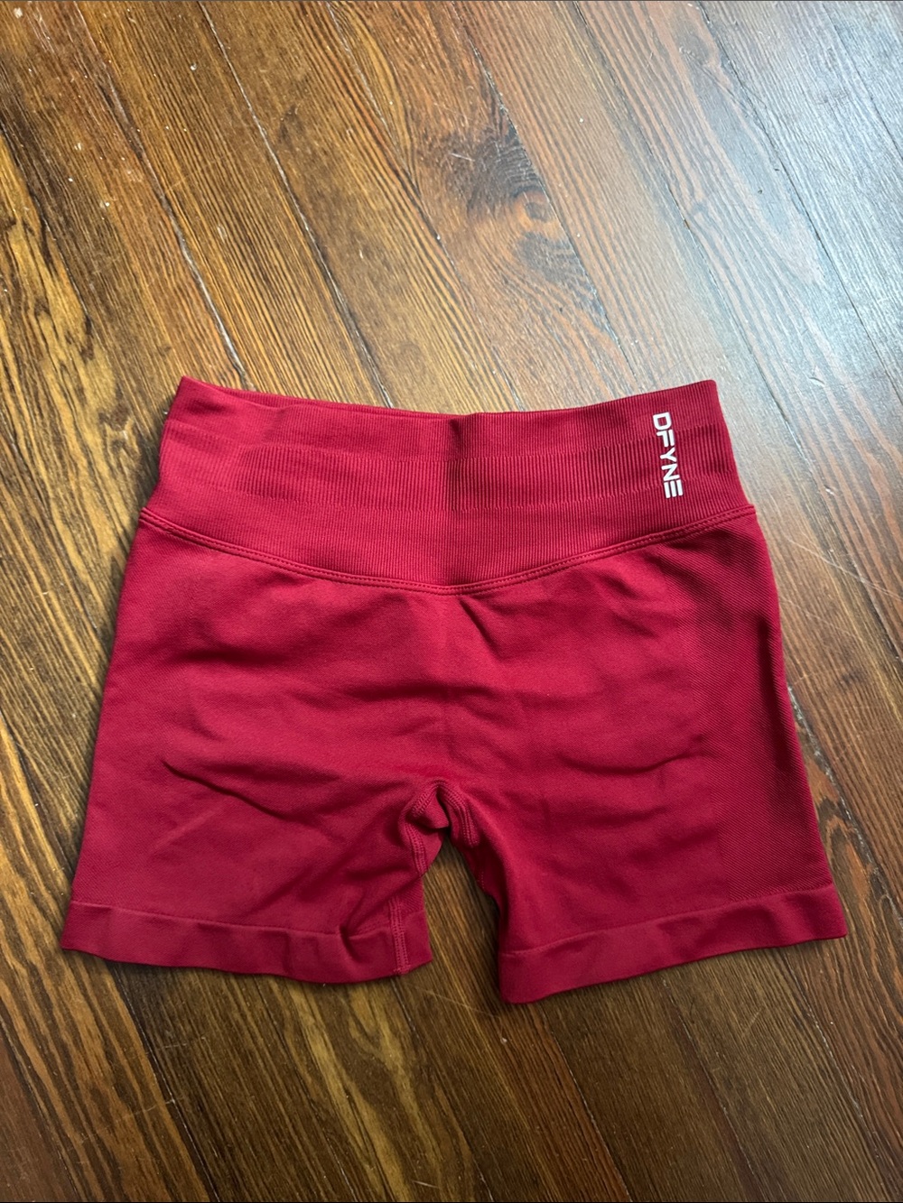 DFYNE Women's High-Rise Maroon Athletic Bike Shorts